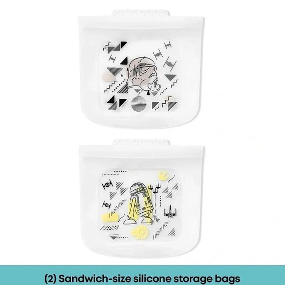 NEW Star Wars Pyrex 4pc Platinum Silicone 4-Pc Storage Bags - Picture 5 of 8